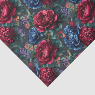 Papel De Seda Padrão Floral Moderno em Tom de Joia