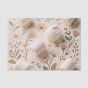 Papel De Seda Padrão Floral Pastel de Marshmallow