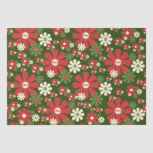 Papel De Seda Padrão Floral Personalizado do Xmas 60s 70s