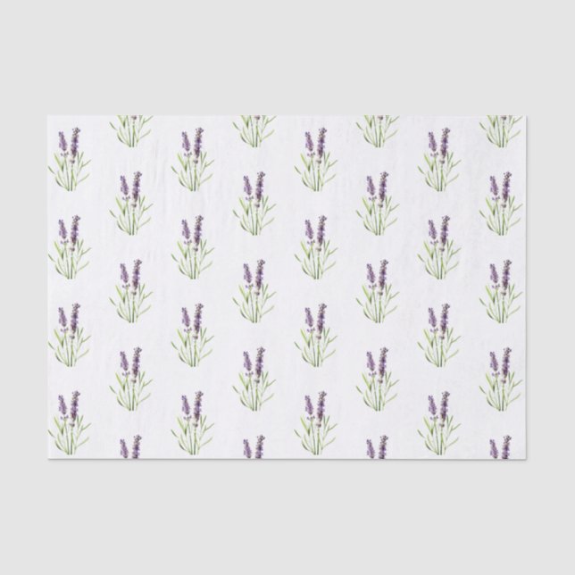 Papel De Seda Padrão Floral Púrpura da Lavanda francesa (Frente )