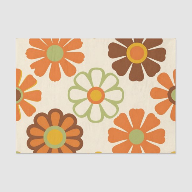 Papel De Seda Padrão Floral Retro Daisy (Frente )