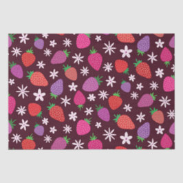 Papel De Seda Padrão Floral Rosa Vermelho Roxo Morango 