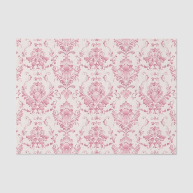 Papel De Seda Padrão Floral Rosa Vintage (Frente )