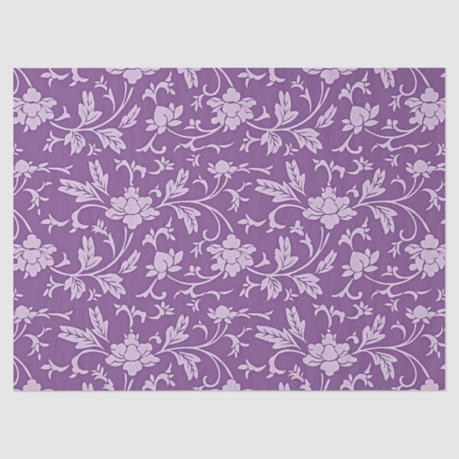 Papel De Seda Padrão floral roxo e lavanda (Frente )