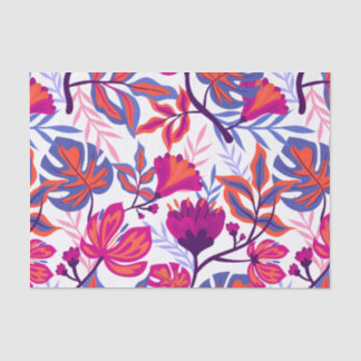 Papel De Seda Padrão Floral Tropical Colorida