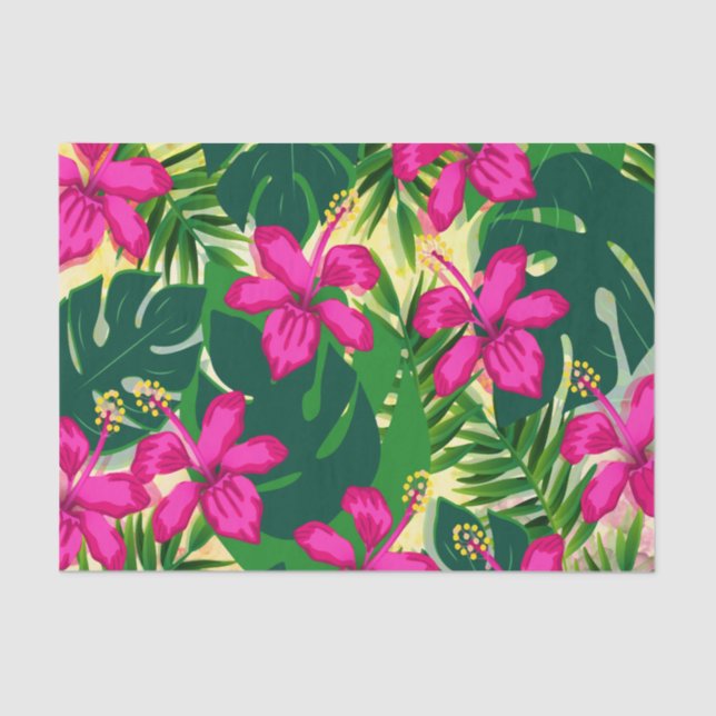Papel De Seda Padrão Floral Tropical Havaiana (Frente )