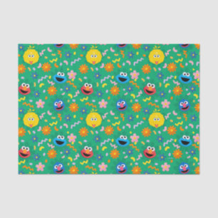 Papel De Seda Padrão Floral Verde da Rua Sésamo