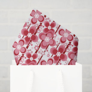 Papel De Seda Padrão floral vermelho e branco