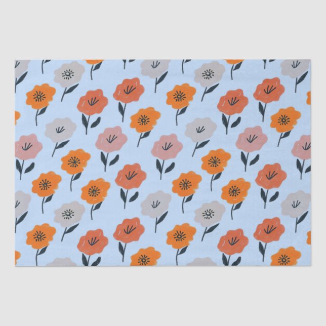 Papel De Seda Padrão Floral Vibrante (Frente )