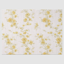 Papel De Seda Padrão Floral Vintage Amarelo Dourado Delicado