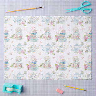 Papel De Seda Padrão Floral Vintage Chá Festa Vitoriana Aquarela