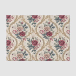 Papel De Seda Padrão Floral Vintage Damasco Rosa Barroco Ornamen