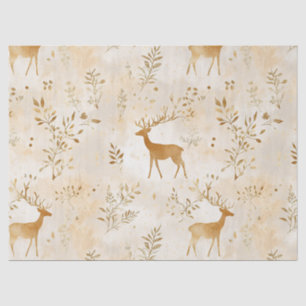 Papel De Seda Padrão Florestal de Veado e Floral Vintage (2)