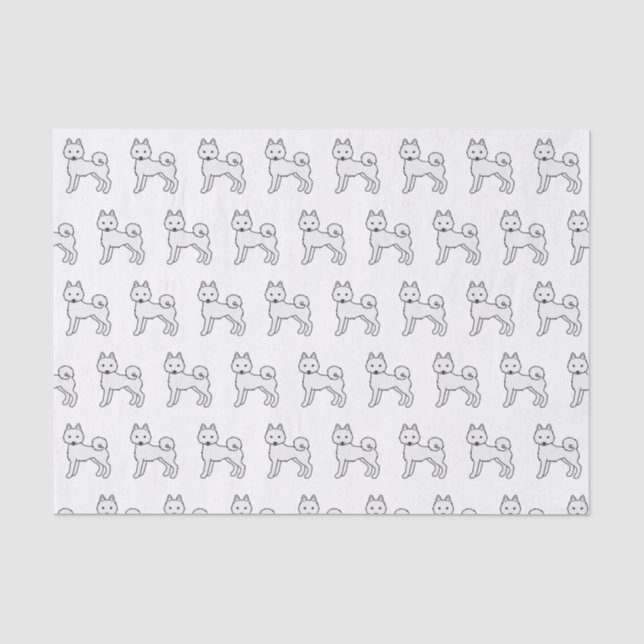 Papel De Seda Padrão Fofo de Cachorro de Desenho do Klee Kai Ala (Frente )