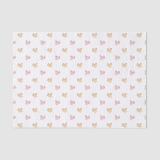 Papel De Seda Padrão Fofo de Carrinho de Bebê Rosa (Frente )