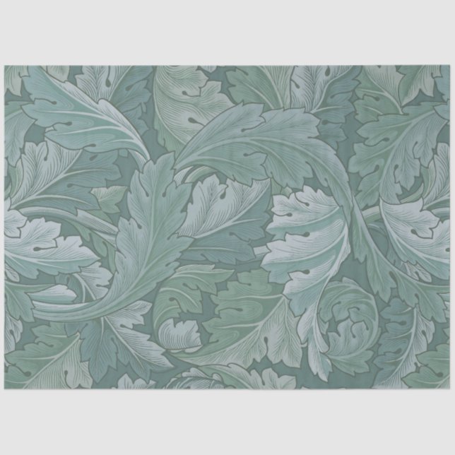 Papel De Seda Padrão Folha de Acanto Azul Teal de William Morris (Frente )