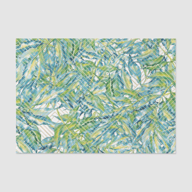 Papel De Seda Padrão Folha Verde 12 (Frente )
