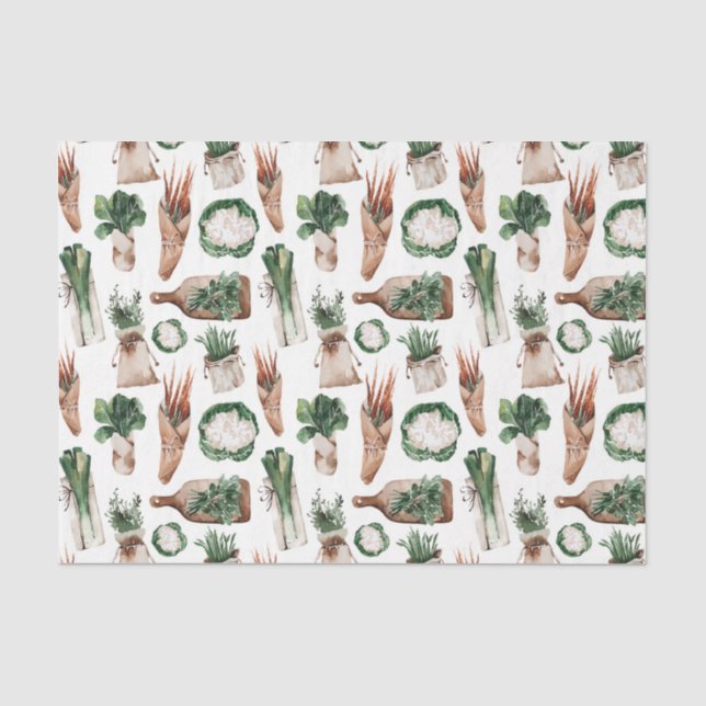 Papel De Seda Padrão Folha Verde 14 Ervas (Frente )