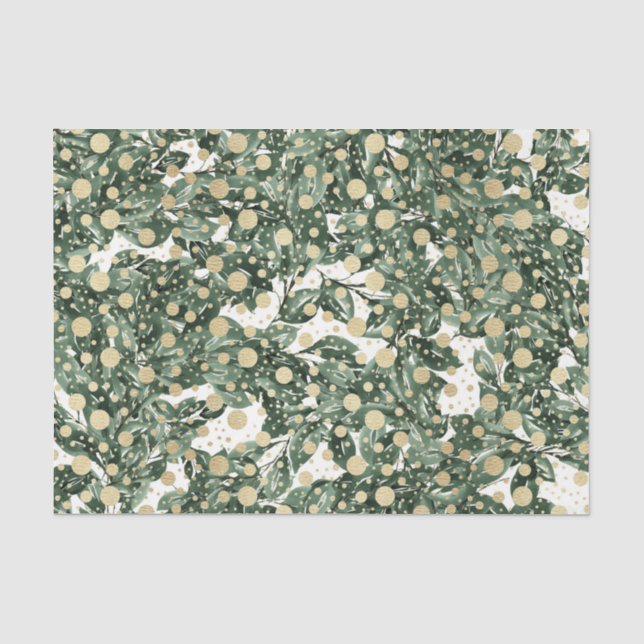 Papel De Seda Padrão Folha Verde 17 (Frente )