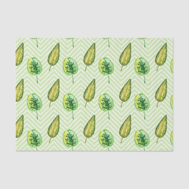 Papel De Seda Padrão Folha Verde 22 (Frente )