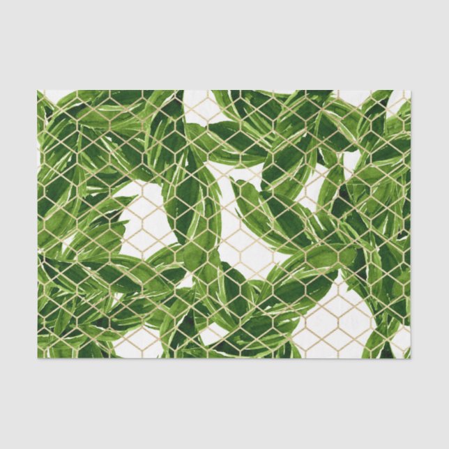 Papel De Seda Padrão Folha Verde 3 (Frente )