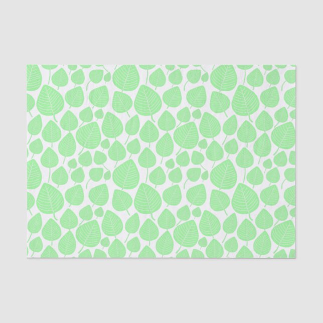 Papel De Seda Padrão Folha - Verde Mint (Frente )