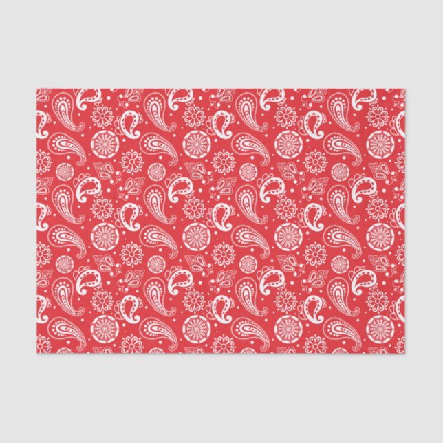 Papel De Seda padrão formado por Paisley, vermelho-giro (Frente )