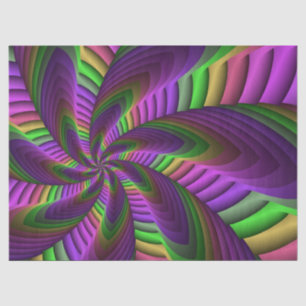 Papel De Seda Padrão Fractal Neon Inergetico de Groovy Colorful