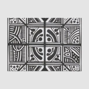 Papel De Seda Padrão Geométrico Abstrato Preto Branco