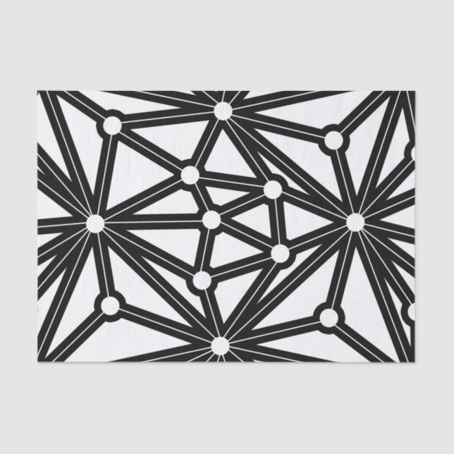 Papel De Seda Padrão geométrico abstrato - preto e branco. (Frente )