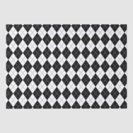 Papel De Seda Padrão Geométrico Argyle Preto e Branco