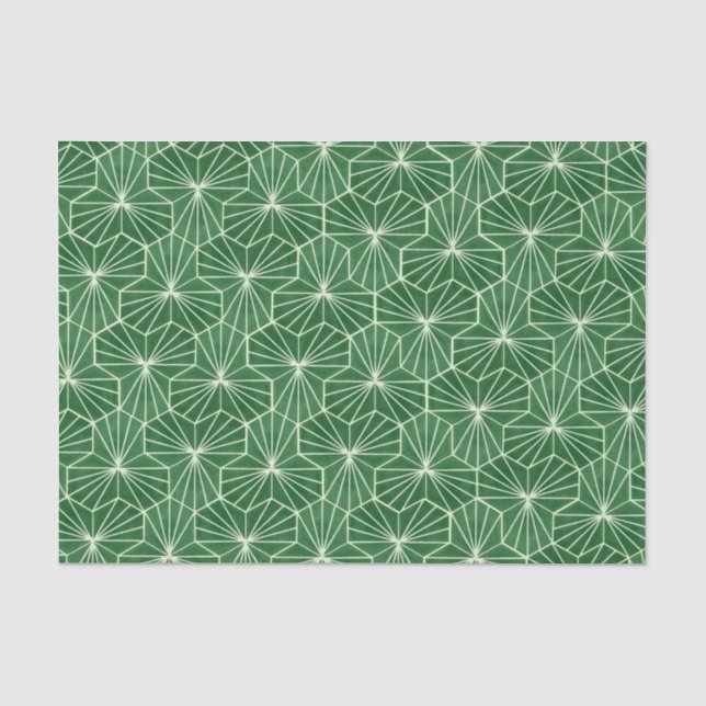 Papel De Seda Padrão Geométrico Art Déco Retro em Verde Lima (Frente )