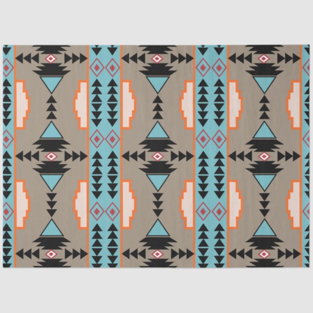 Papel De Seda Padrão Geométrico Aztec Mexicano (Frente )