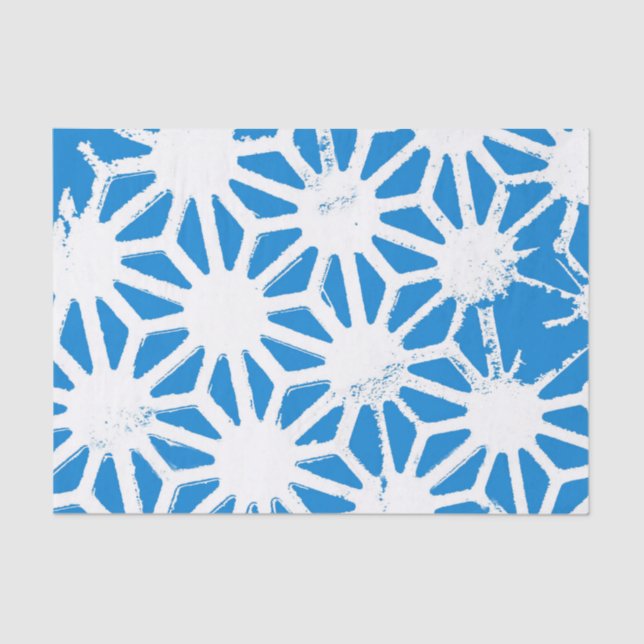 Papel De Seda Padrão geométrico azul (Frente )