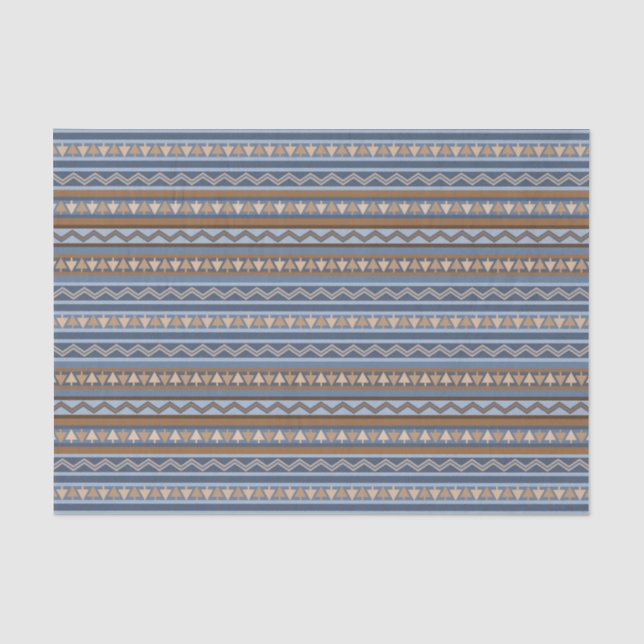Papel De Seda Padrão Geométrico Azul e Marrom no Estilo Sudoeste (Frente )