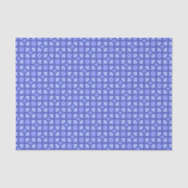 Papel De Seda Padrão Geométrico Azul Elegante Moderno Chic (Frente )
