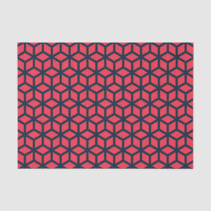 Papel De Seda Padrão Geométrico Azul Rosa Escuro