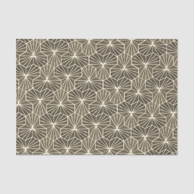 Papel De Seda Padrão Geométrico Bege Marrom Art Déco Retro (Frente )