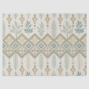 Papel De Seda Padrão Geométrico Botânico de Arte Folclórica