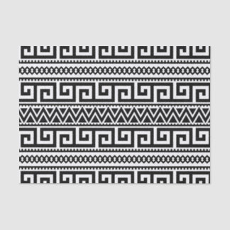 Papel De Seda Padrão Geométrico Branco Negro Tribal Aztec Boho