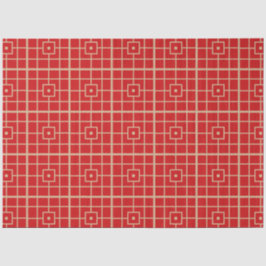 Papel De Seda Padrão Geométrico Chinês Tradicional Vermelho e Do