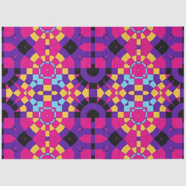 Papel De Seda Padrão Geométrico Colorido da Arte Máquina (Frente )