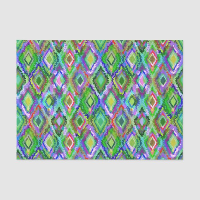 Papel De Seda Padrão Geométrico Colorido Ikat Tribal 2 (Frente )