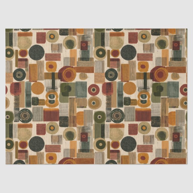 Papel De Seda Padrão Geométrico Dark Mid Century (2) (Frente )