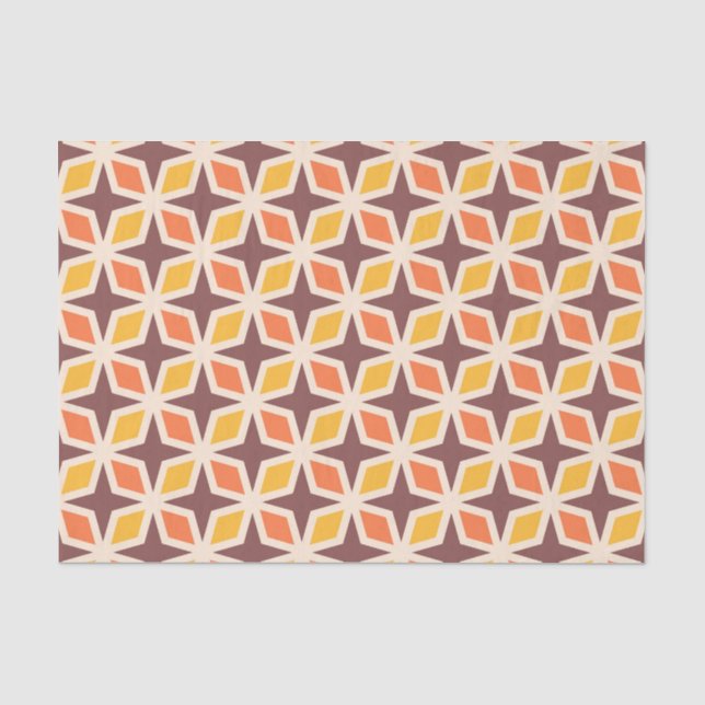 Papel De Seda Padrão Geométrico de Estrela do médio (Frente )