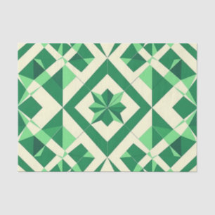 Papel De Seda Padrão Geométrico de Estrela Verde Esmeralda