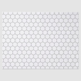 Papel De Seda Padrão Geométrico De Honeycomb Branco E Cinza
