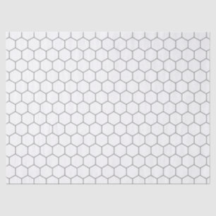 Papel De Seda Padrão Geométrico De Honeycomb Branco E Cinza