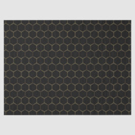 Papel De Seda Padrão Geométrico de Honeycomb Preto e Dourado