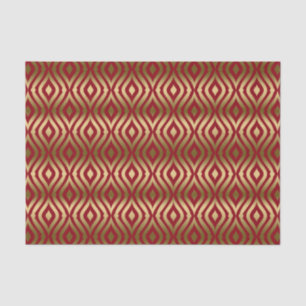 Papel De Seda Padrão Geométrico de Quatrefoil Dourado Burgundy e